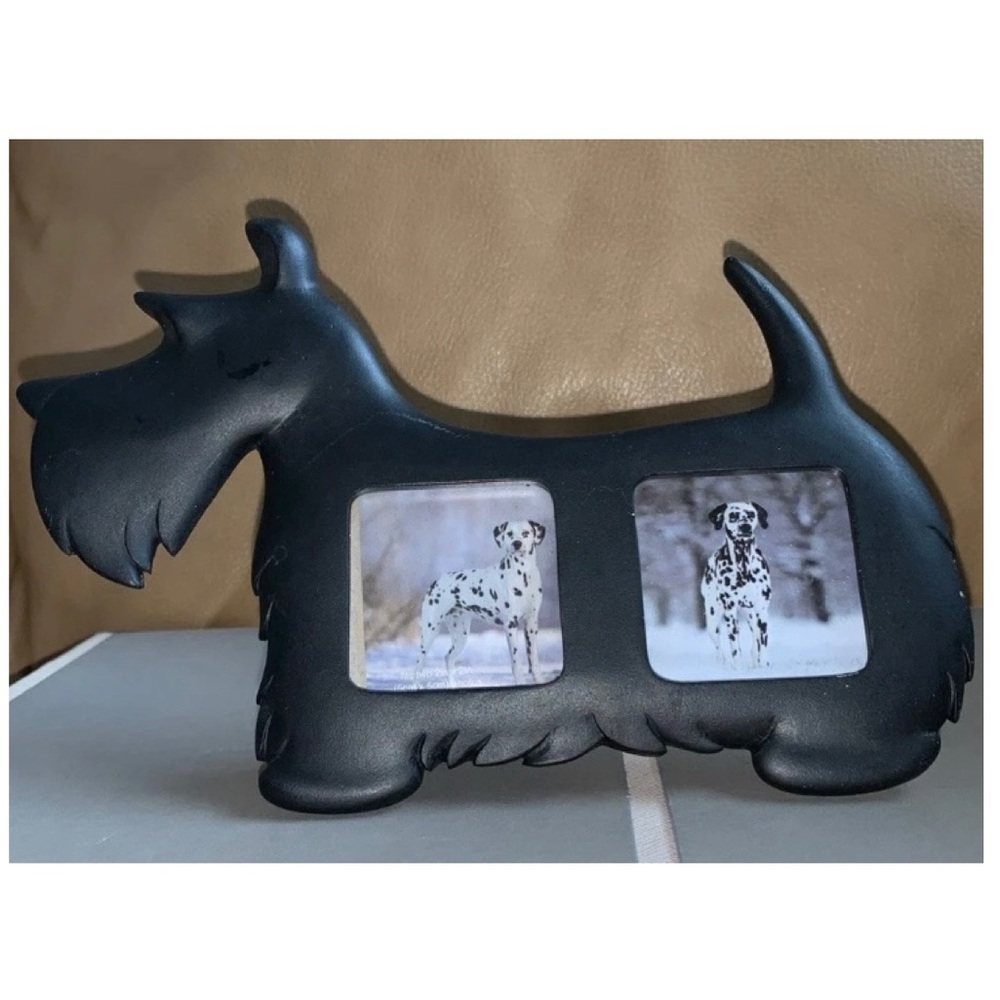 🪢 Schnauzer / Scottish Terrier Black Frame Isaac Jacobs Double Picture Frame NWT